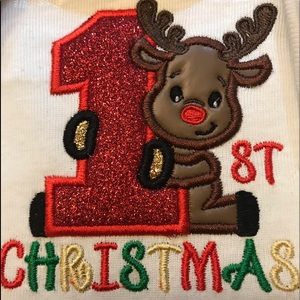 Embroidered Babies First Christmas Organic Onesie